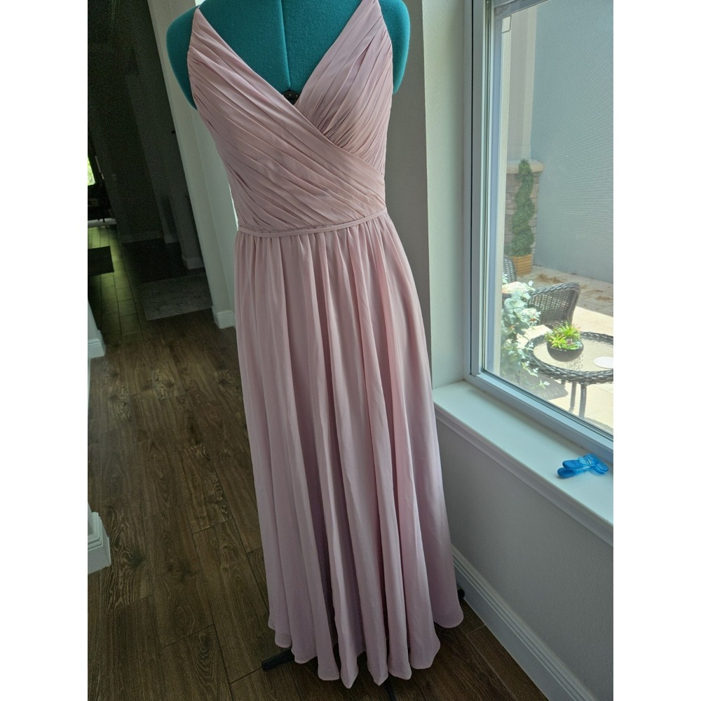Kennedy Blue Formal Gown Women 4 Rose Flowy Spaghetti Strap Pleated Maxi Dress